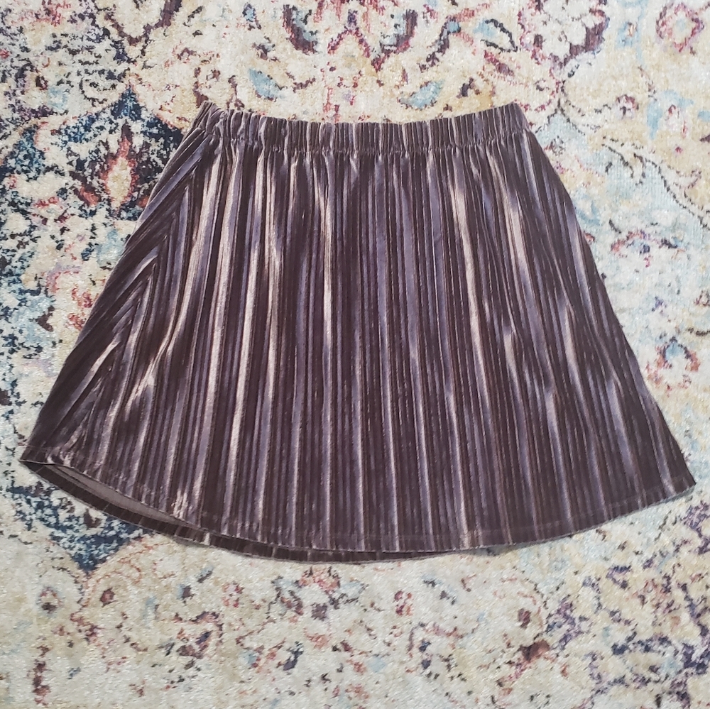 THML Stitch Fix Kiya Mauve Pleated Velvet Skirt XL Petite
